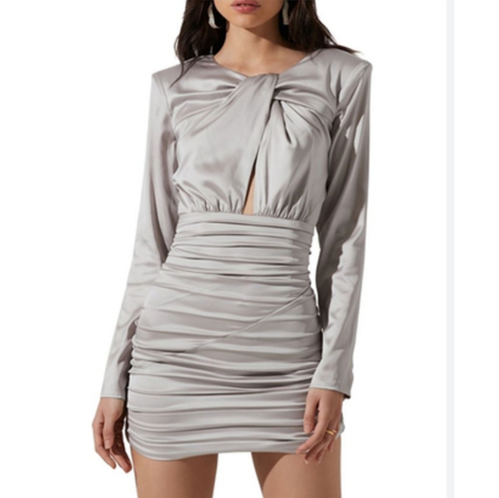 ASTR the label Petrova twist satin cutout mini dress small